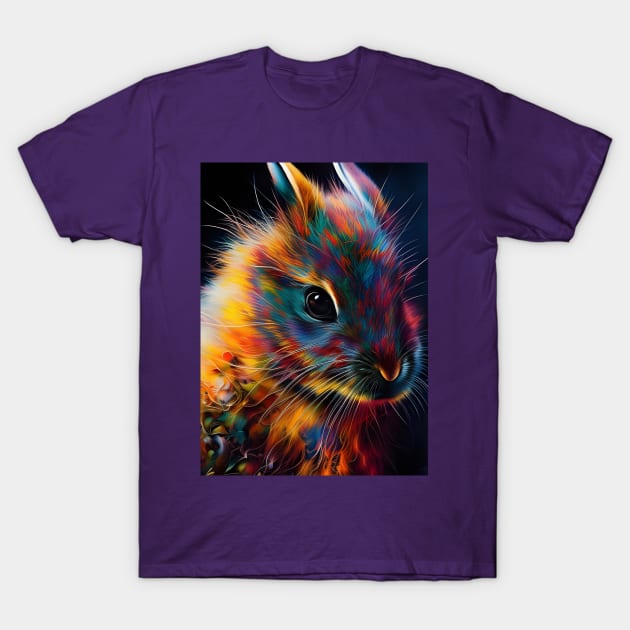 Colorful Year of the Rabbit 01 - Chinese Lunar Year Zodiac Sign or Easter Bunny Digital AI Art T-Shirt by Christine aka stine1